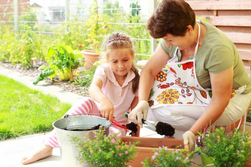 Seasonal planting and hard landscaping in a Wennington garden